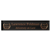 Avocat Scales de justice Plaque de nom de bronze (Devant)