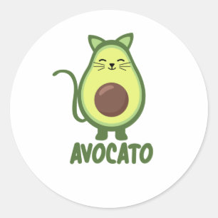 Avocato Avocado Cat Funny Food Green Ronde Sticker