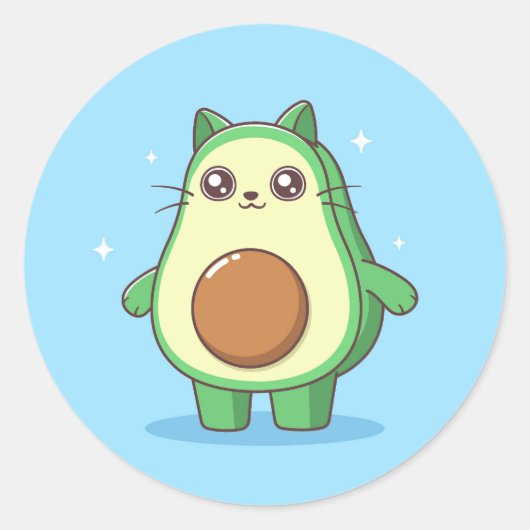 Avocato avocado cat kawaii schattige mok ronde sticker (Voorkant)