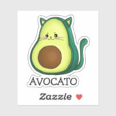 Avocato Cat Avocado Pun Custom-Cut Vinyl Sticker (Feuille)