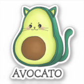 Avocato Cat Avocado Pun Custom-Cut Vinyl Sticker (Devant)