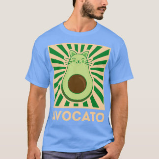 Avocato Cat Avocado Vegan Funny Retro Gree T-shirt