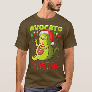 Avocato Cat Lover Xmas Licht Santa Avocado Cat Ch T-shirt