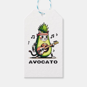 Avocato - Grappige Pixel Art Avocado Kat spelen Ba Cadeaulabel