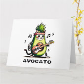 Avocato - Grappige Pixel Art Avocado Kat spelen Ba Kaart (Gele Bloem)