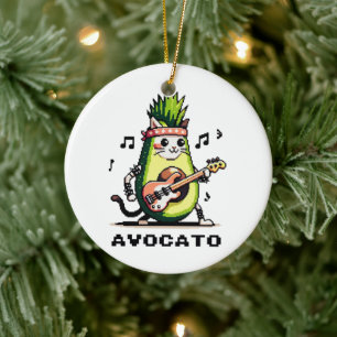 Avocato - Grappige Pixel Art Avocado Kat spelen Ba Keramisch Ornament