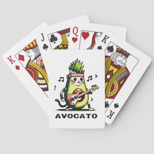 Avocato - Grappige Pixel Art Avocado Kat spelen Ba Pokerkaarten (Achterkant)