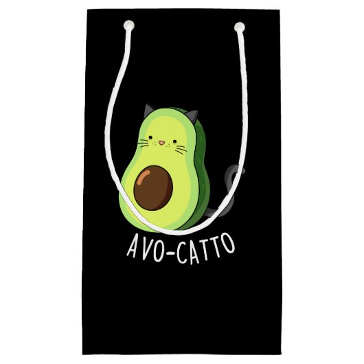 Avocatto Funny Avocado Cat Pun Dark BG Klein Cadeauzakje (Voorkant)