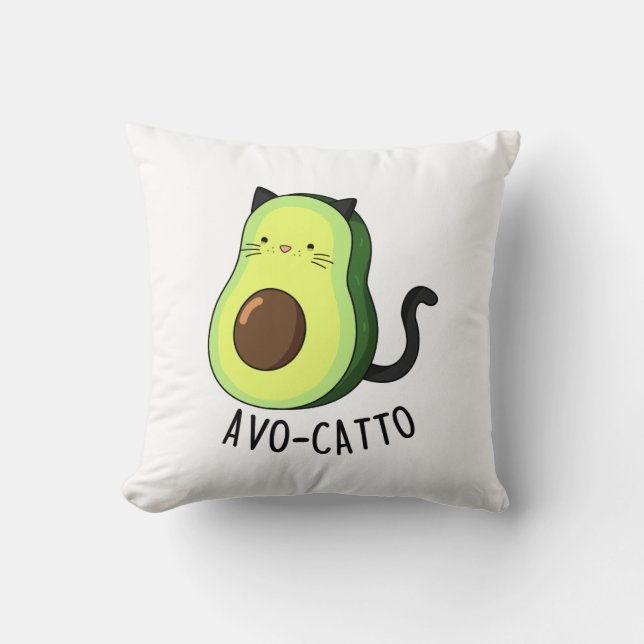 Avocatto Grappige Avocado Cat Pun Kussen (Voorkant)