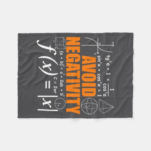 Avoid Negativity Funny Math Mathematician Teacher  Fleece Deken (Voorkant (Horizontaal))