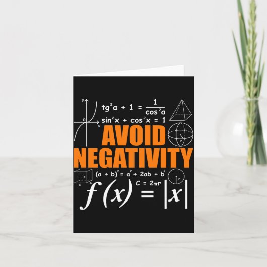 Avoid Negativity Funny Math Mathematician Teacher  Kaart (Voorkant)