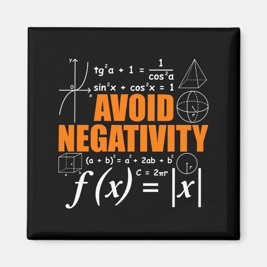 Avoid Negativity Funny Math Mathematician Teacher  Magneet (Voorkant)