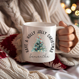 Avoir Holly Jolly Noël Personnalisé Nom Mug