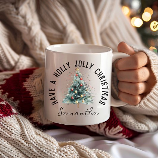 Avoir Holly Jolly Noël Personnalisé Nom Mug