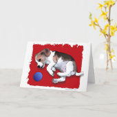 'Avoir une balle' ~ Carte de chiot jouée (Fleur jaune)