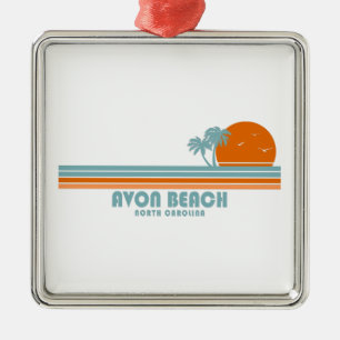 Avon Beach North Carolina Sun Palm Trees Metalen Ornament