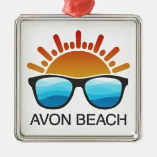 Avon Beach North Carolina Zonnebril Metalen Ornament