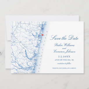 Avon-by-the-Sea NJ Kaart Elegante Navyblauwe Foto