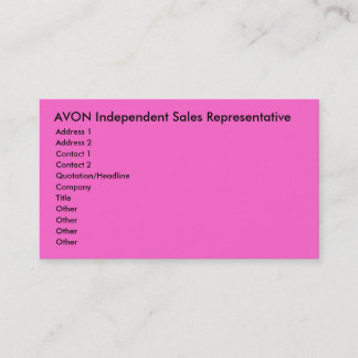 AVON Independent Sales Representative, Adres ... Visitekaartje
