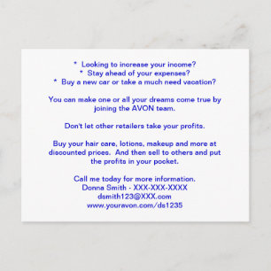 AVON Recruiting Post Card Briefkaart