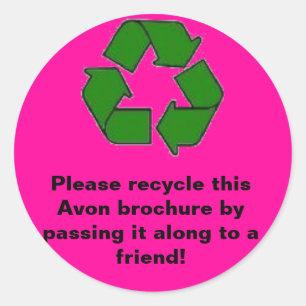Avon:  Recyclen brochure Ronde Sticker