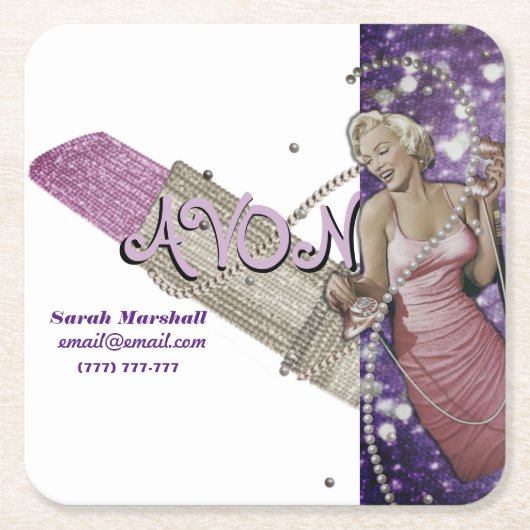 Avon Representative Vierkante Kartonnen Onderzetter (Voorkant)