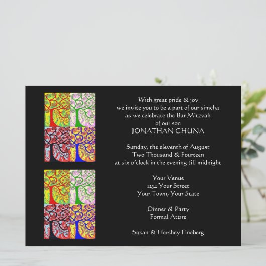 Avond-affaire uitnodiging (grote rechthoek) (Staand voorkant)