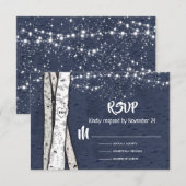 Avond Berk Boom Trouwen twinkeling lichten RSVP (Voorkant / Achterkant)