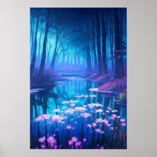 Avond bij de Bloeiende Stroom Poster