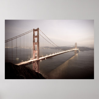 Avond bij de drukwerk Golden Gate Bridge Poster