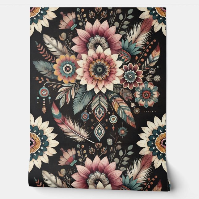 Avond Boho Bloemen Behang (Afrollen)
