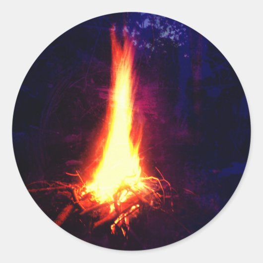 Avond Campfire Ronde Sticker (Voorkant)