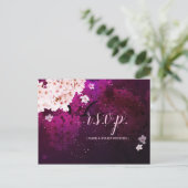 Avond Cherry Blossom Bruiloft Menu Keuze RSVP (Staand voorkant)