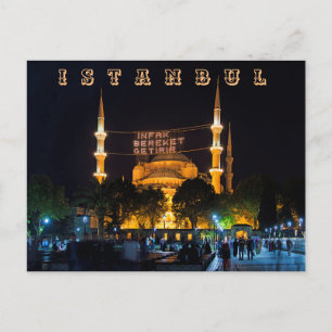 Avond. De Sultan Ahmed Mosque. Briefkaart