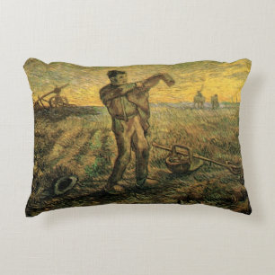 Avond - Einde van de Dag door Vincent van Gogh Accent Kussen
