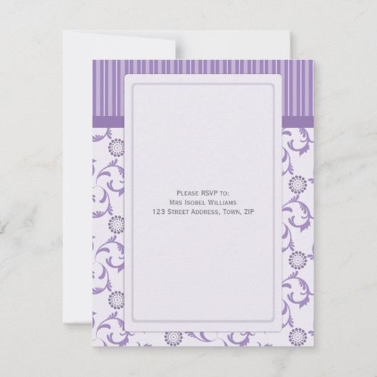 Avond huwelijksuitnodiging in lavender Pattern Kaart (Achterkant)