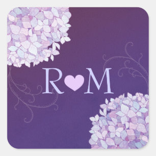 Avond Hydrangeas Paarse bruiloft Vierkante Sticker