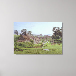 Avond in Arlington Row, Bibury, Gloucestershire Canvas Afdruk