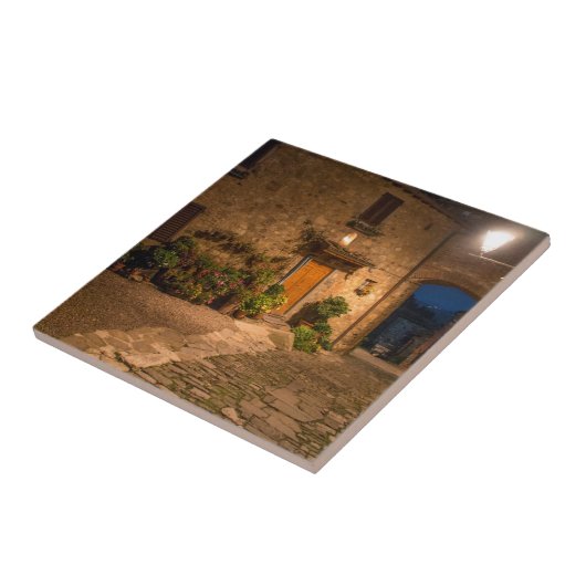 Avond in de oude heuvelstad tegeltje (Zijkant)