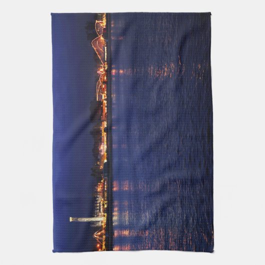 Avond in de Santa Cruz Boardwalk Theedoek (Verticaal)