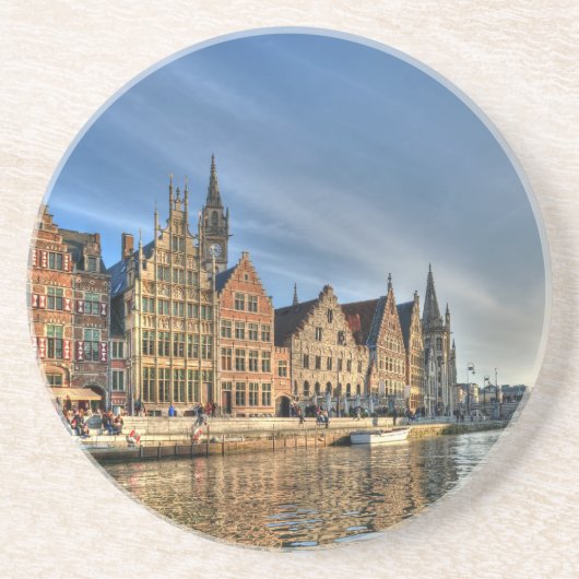 Avond in Gent Zandsteen Onderzetter (Voorkant)