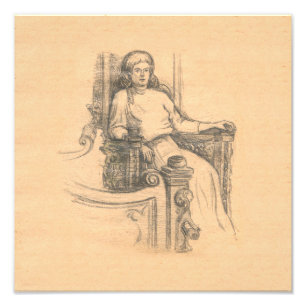 Avond in het oude huis foto afdruk