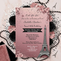 Avond in Parijs Eiffeltoren Sweet 16 Roze Roos