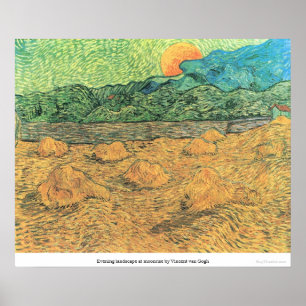 Avond landschap in moonrise door Vincent van Gogh Poster