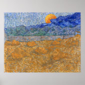 Avond Landschap met de Rising Moon van Van Gogh Poster (Voorkant)