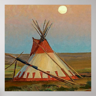 “Avond op de Blackfeet-reservaat” door Maynard Poster