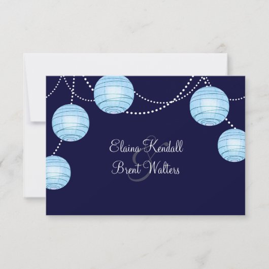 Avond Party Lantern RSVP in Blue Kaartje (Voorkant)