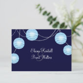 Avond Party Lantern RSVP in Blue Kaartje (Staand voorkant)