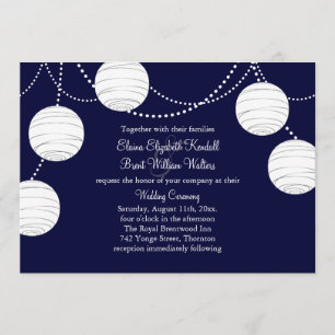 Avond Party Lantern Wedding Invitation (marine) Kaart