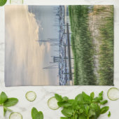 Avond te Charleston Harbour Theedoek (Gevouwen)